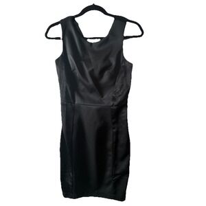 Forever 21 Contemporary Black Satin Bodycon Dress Open Back Sleeveless Size S
